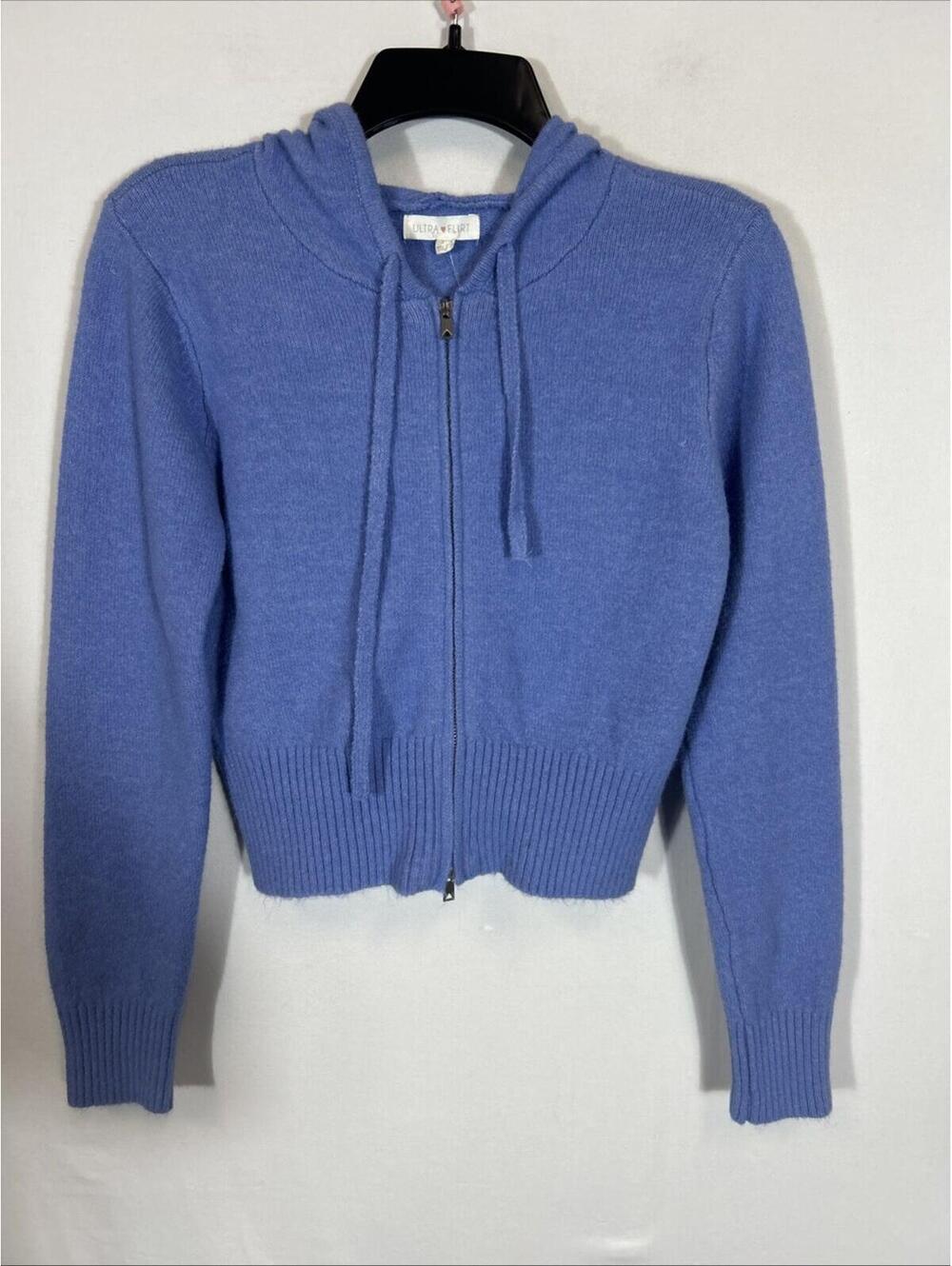 $44 Ultra & Flirt Juniors Oversized Quarter-Zip Hoodie Color Blue S
